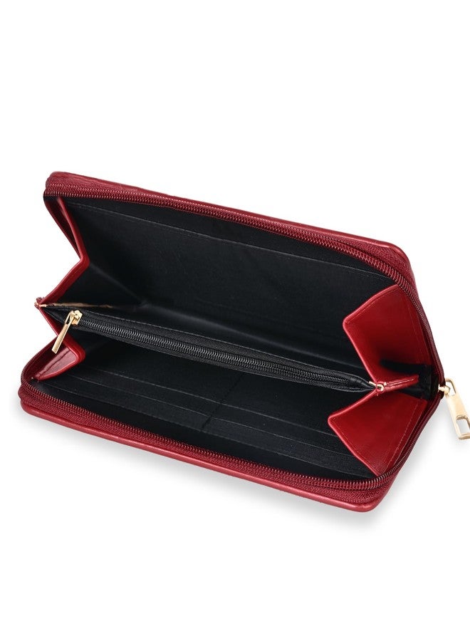 MARKQUES Zoey Red Zipper Wallet for Women and Girls | Stylish Vegan Leather Zip Purse for Ladies | Upto 8 Card Slots | Coin Pocket - Image 3